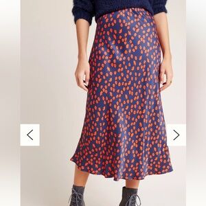 Maeve Evelyn Bias Navy and Red Midi Skirt
